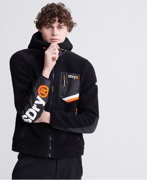 Superdry Celsius Sherpa Track Férfi Kapucnis Pulóver Fekete | WZKPX7098